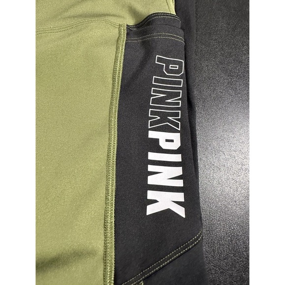 PINK Active‎ Green Striped Workout leggings women's size medium - Picture 4 of 10